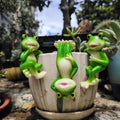 3 Pieces of Outdoor Courtyard Climbing Frog Statue Decoration, Outdoor Fairy Garden Resin Crafts, Flower Pot Landscape Frog, Miniature Landscape Pendant Accessories