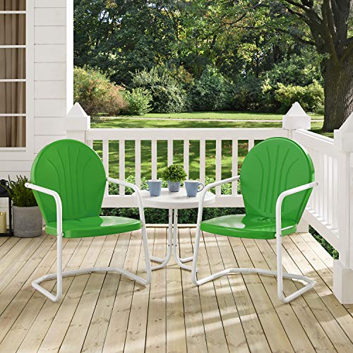 Crosley Furniture Griffith Retro Metal 3-Piece Chair & Side Table Set - color: Grasshopper Green