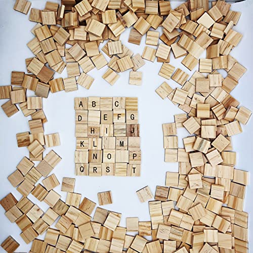 XYSMZM 100 Pcs Wood Blank Letter Tiles, Unfinished Wood Pieces
