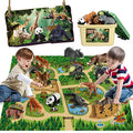 Mini Tudou Safari Animals Figures & 57x38.6'' Play Mat for Kids Toddler 3-5
