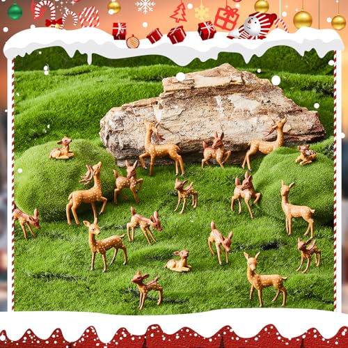 Sawysine 18 Pcs Miniature Deer Figurines Woodland Animals Set for Crafts