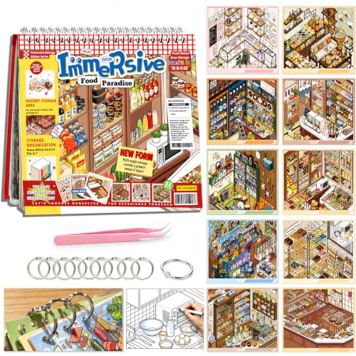 10 Set Themed Stores DIY 3D Sticker Scene Book Restocking Game with Shelves - color: 10 Sets- Gourmet Paradise Store