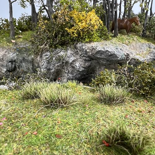 Miniature Model Grass Tufts & 8mm Static Grass Sheets for Diorama - 3.27x2.17 Inch Terrain Scenery for Railway, Train, Car Diorama & Miniature Scene Models (Autumn Green) - color: Autumn Green