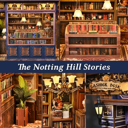DIY Miniature House Kit, Dollhouse Fantastic Book Store for Adults to Build, Birthday/Christmas Day Gift for Family and Friends, Prefab Tiny Home with LED Lights,The Notting Hill Stories - color: The Notting Hill Stories