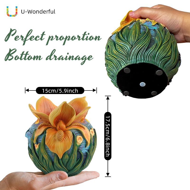 Starry Night Plant Pot - 6.8inch Unique Flower Pot - color: Colour-a
