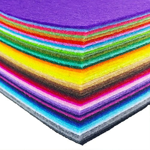 flic-flac 44PCS 8 x 8 inches (20 x 20cm) Assorted Color Felt Fabric Sheets Patchwork Sewing DIY Craft 1mm Thick … (20cm * 20cm, 44pcs) - color: 44pcs, size: 20cm * 20cm