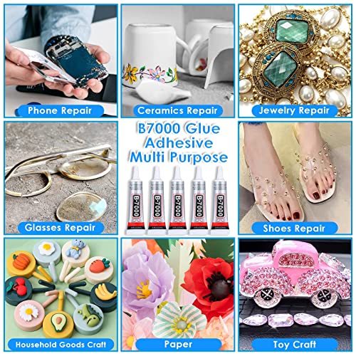 B7000 Jewelry Rhinestones Glue, Cludoo 5PCS B-7000 Clear Super Glue - color: 5x15 ML/ 0.5 oz