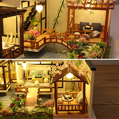 GuDoQi DIY Miniature Dollhouse Kit, Tiny House kit with Music, Miniature House Kit 1:24 Scale, Great Handmade Craft Gift for Birthday Christmas Day, Traditional Courtyard House - color: Traditional Courtyard