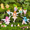 Avalution 17 Pcs Fairy Garden Accessories Kit, Miniature Sitting Fairy Figurines with Leaf Umbrellas, Houses and Mushrooms for Plant Pots and DIY Decor - size: 17 Pcs