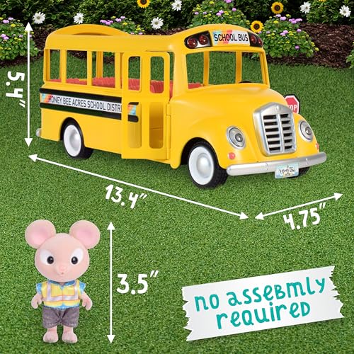 Honey Bee Acres Sunshine School Bus - Lights and Sounds with Doll - Ages 3+ - style: School Bus