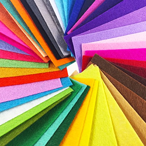 flic-flac 48PCS 6 x 6 inches (15 x 15cm) Assorted Color Felt Fabric Sheets Patchwork Sewing DIY Craft 1mm Thick … (15cm * 15cm, 48pcs) - color: 48pcs, size: 15cm * 15cm