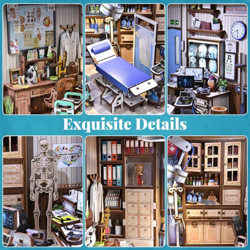 fifijoy Book Nook Kit - DIY Miniature House Doctors Clinic Dollhouse Kit for Adults, Book Nook Tiny House Bookshelf Decor Creative 3D Wooden Puzzle, Gifts for Family, Friends (Doctor's Office) - color: Doctor's Office