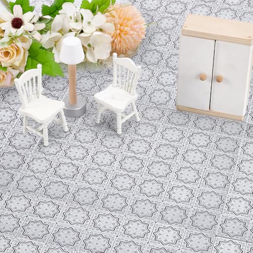 FINGERINSPIRE 160 Pcs Mini Wood Double-Sided Dollhouse Floor Tiles, White Square 1/12 Scale Dollhouse Floor Tiles Miniature Wood Furniture Mini House Accessories for Photo Props Home Decor