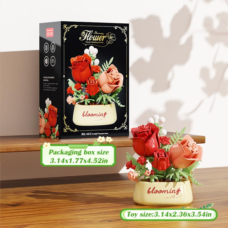 Classic Red Rose Mini Flower Potted Bonsai Building Toy - style: Classic Red Rose