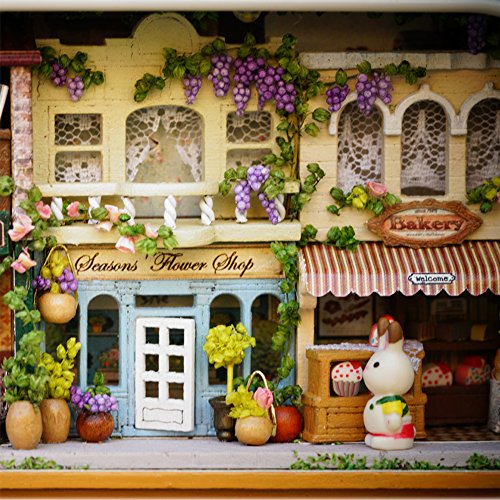 MAGQOO 3D Wooden Dollhouse Miniature DIY Doll House Kit with Furniture 1:100 DIY Box Theater Kit (Happy Corner) - color: Happy Corner