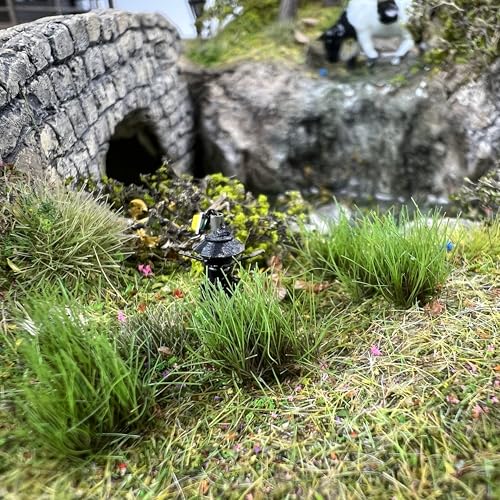 Miniature Model Grass Tufts & 8mm Static Grass Sheets for Diorama - 3.27x2.17 Inch Terrain Scenery for Railway, Train, Car Diorama & Miniature Scene Models (Medium Green) - color: Medium Green