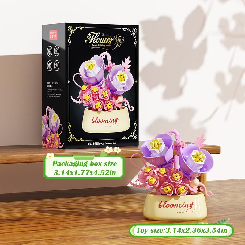 Corn Poppy Mini Flower Potted Bonsai Building Toy - style: Corn Poppy