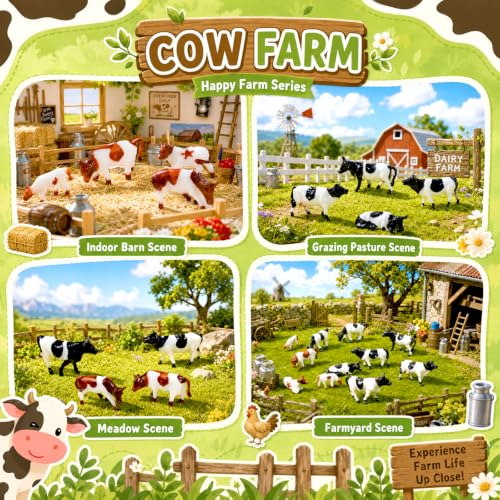 Hiawbon Mini Colorful Cattle Model 1:87 20 Pcs Miniature Cows