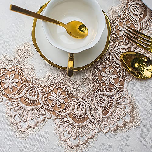ARTABLE Light Brown Lace Square Tablecloth Small Table Topper 33 x 33 Inch - color: Light Brown, size: 33" x 33" (Square)
