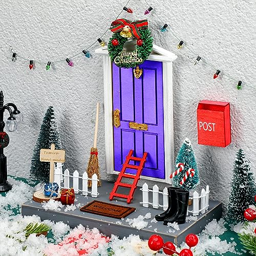 Hungdao 20 Pcs Christmas Fairy Door Wooden Miniature Decor, Purple - color: Purple