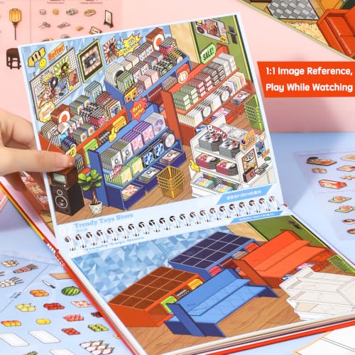 10 Set Themed Stores DIY 3D Sticker Scene Book Restocking Game with Shelves - color: 10 Sets-life Store Series