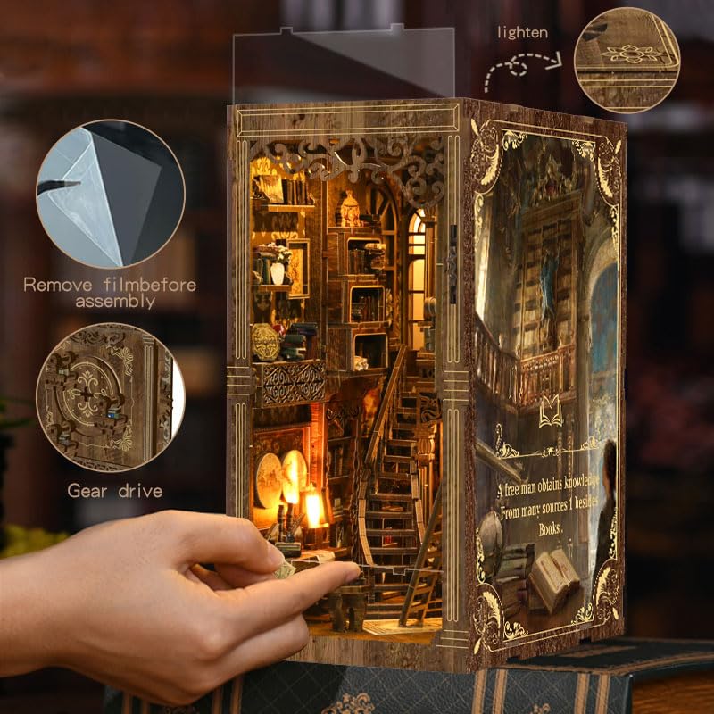 Book Nook Kit,Ancient Book Collection Room Miniature House kit,DIY Tiny House Doll for Adults Bookshelf for Family and Friends.（Ancient Book Collection） - color: Ancient Books