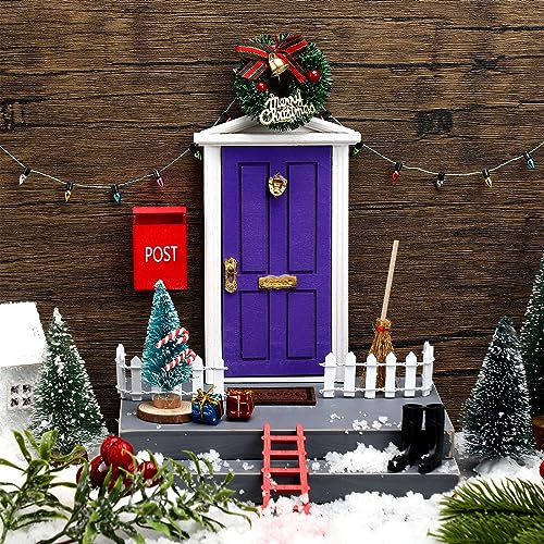 Hungdao 20 Pcs Christmas Fairy Door Wooden Miniature Decor, Purple - color: Purple
