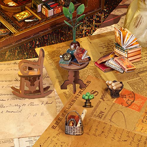 RONSTONE Book Nook Kit for Adults, Martin’s Bookstore DIY Miniature House Kit with LED Light, Wooden 3D Puzzle Bookshelf Insert Decor, Craft Gift for Teens and Book Lovers