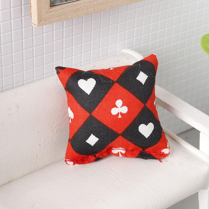 EMiEN 2pcs 1:12 Miniature Throw Pillows for Sofa Cushions,Miniature Ornament for DIY House Decoration on 1/12 Scale