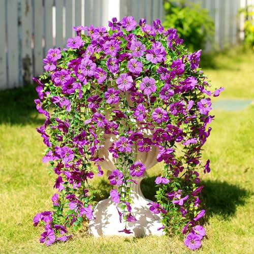 Artificial Hanging Flowers for Outdoors Spring Summer Decor - color: Purple