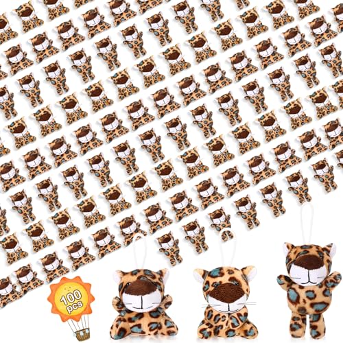 Zhanmai 100 Pcs Mini Cheetah Plush Keychain Toys Bulk Set - style: Cheetah