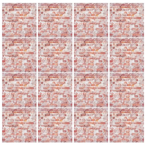 16 PCS Miniature Mini House Floor Tiles Self Adhesive Floor Tiles Faux 3D Brick Wall Paper Sticker for Mini House Decoration, 3.94 Inch (Red Brick A) - color: Red Brick a
