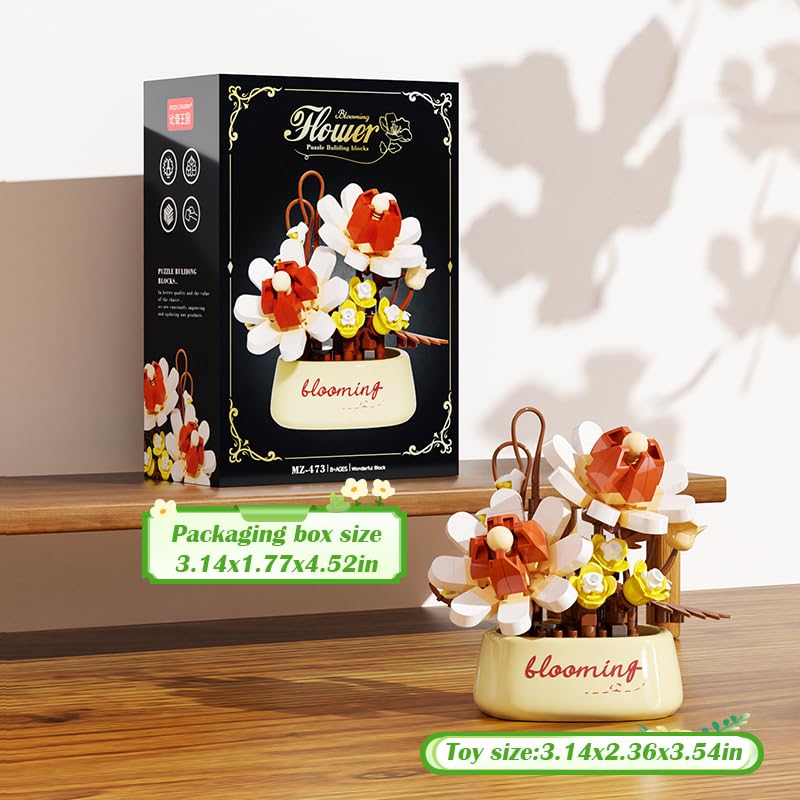 Avalanche Rose Mini Flower Potted Bonsai Building Toy - style: Avalanche Rose