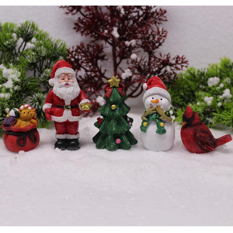 Christmas Miniature Figurines, Small Resin Santa Claus Ornaments Christmas Miniature Ornament Resin for Winter New Year Holiday Party Favors Decorations