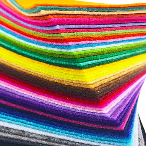 flic-flac 48PCS 12 x 12 inches (30 x 30cm) Assorted Color Felt Fabric Sheets Patchwork Sewing DIY Craft 1mm Thick … (30cm * 30cm, 48pcs) - color: 48pcs, size: 30cm * 30cm