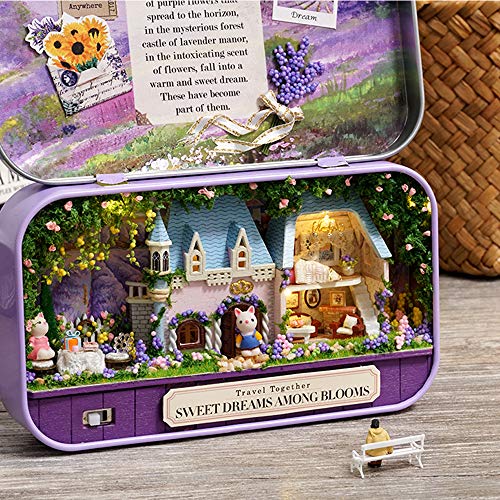 MAGQOO 3D Wooden Dollhouse Miniature DIY Doll House Kit with Furniture,1:100 DIY Box Theater Kit (Sweet Dream) - color: Sweet Dream