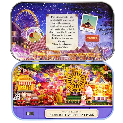 MAGQOO 3D Wooden Dollhouse Miniature DIY Doll House Kit with Furniture,1:100 DIY Box Theater Kit (Amusement Park) - color: Amusement Park