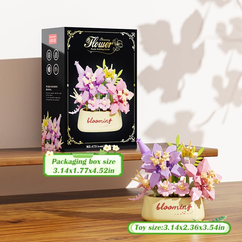 Crown Lily Mini Flower Potted Bonsai Building Toy - style: Crown Lily