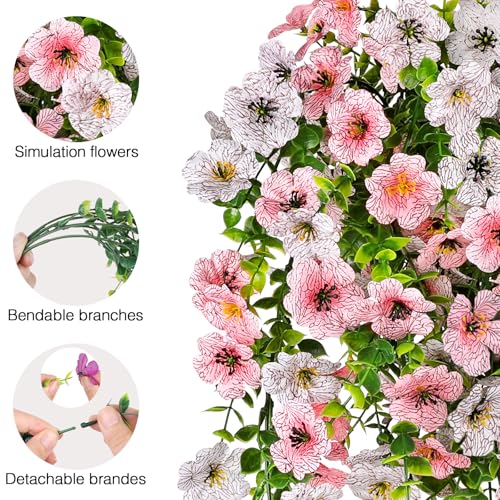 Artificial Hanging Flowers for Outdoors Spring Summer Decor - color: Mixed Color Pink & White