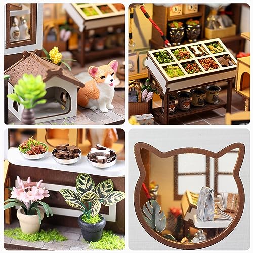 GuDoQi DIY Miniature House Kits, DIY Miniature Dollhouse Kit with Furniture, Tiny House Kits 1:24 Scale, Creative DIY Crafts for Adults, Christmas Day Birthday Gifts, Pet Shop - color: Pet Shop