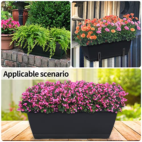 Window Box Planter,10Pack Plastic Vegetable Flower Planters Boxes - color: Black, size: 16.6 x 7 x 5.9 inches