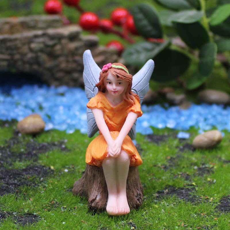 Miniature Fairy Garden Figurines 5Pcs, Small Flower Fairies Ornaments Resin Mini Fairy Figurines Outdoor Decor Art for Fairy Garden Pot Bonsai Micro Landscapes Craft Decoration Accessories
