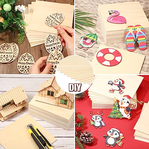 Riakrum Basswood Sheets Plywood Board Unfinished Wood Boards for Crafts for DIY Laser Projects Architectural Mini House Building Hobby Model Making(16 x 16 x 1/8 Inch,36) - size: 16 x 16 x 1/8 Inch