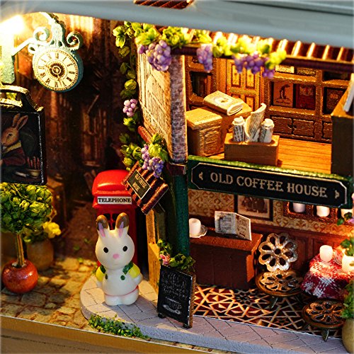 MAGQOO 3D Wooden Dollhouse Miniature DIY Doll House Kit with Furniture 1:100 DIY Box Theater Kit (Happy Corner) - color: Happy Corner