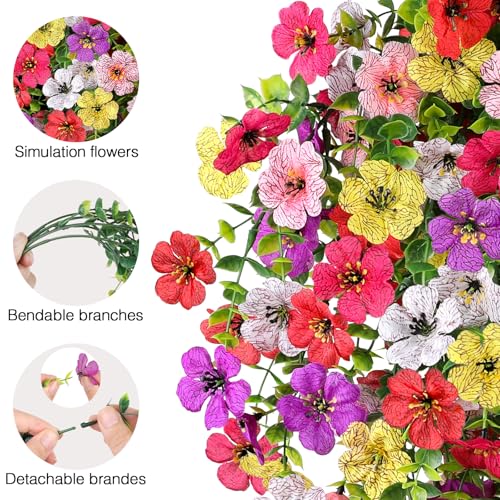 Artificial Flowers for Outdoors UV Resistant Spring Decor - color: Mixed Color Red, Yellow, Purple, Rose Red, Pink & White