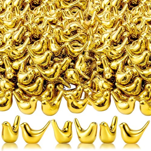 Novabright 50 Pcs Gold Mini Bird Figurines Miniature Resin Bird Statues - style: Bird