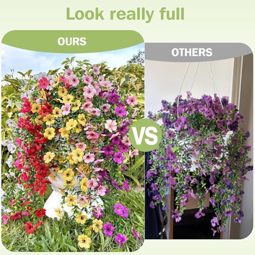 Artificial Hanging Flowers for Outdoors UV Resistant Summer Decor - color: Multicolorsb