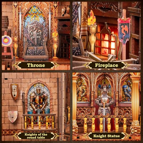 NookMaster Book Nook Kit, 3D Wooden Puzzle for Adults (Medieval Castle) - color: Medieval Castle
