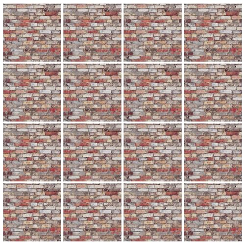 16 PCS Miniature Mini House Floor Tiles Self Adhesive Floor Tiles Faux 3D Brick Wall Paper Sticker for Mini House Decoration, 3.94 Inch, Red Brick B - color: Red Brick B