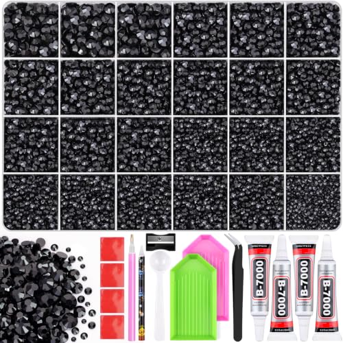TINKRSTUFF 36000Pcs Black Rhinestones Bedazzling Kit - color: Black, size: Large Pack with Glue